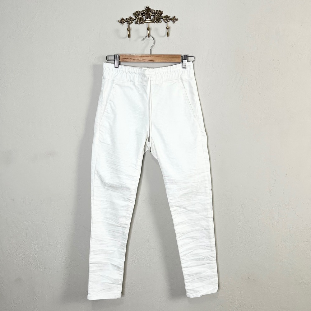 Flog BF Shely Snake Pant White Snakeskin Embossed Slim Jogger Size 24‎ NEW
